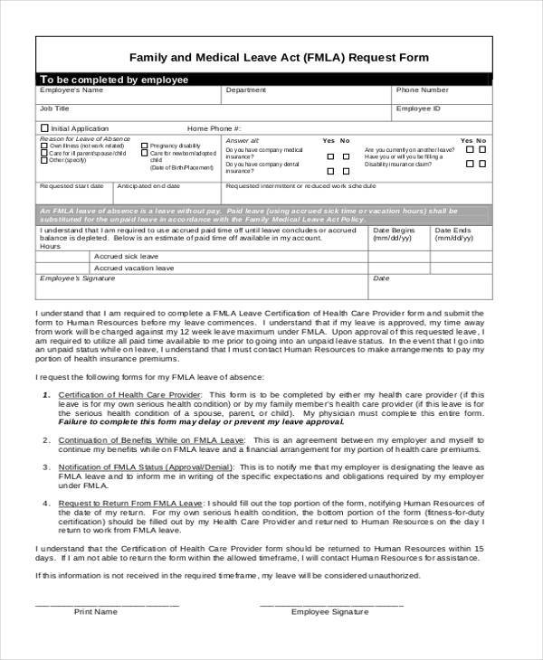 family medical leave request form