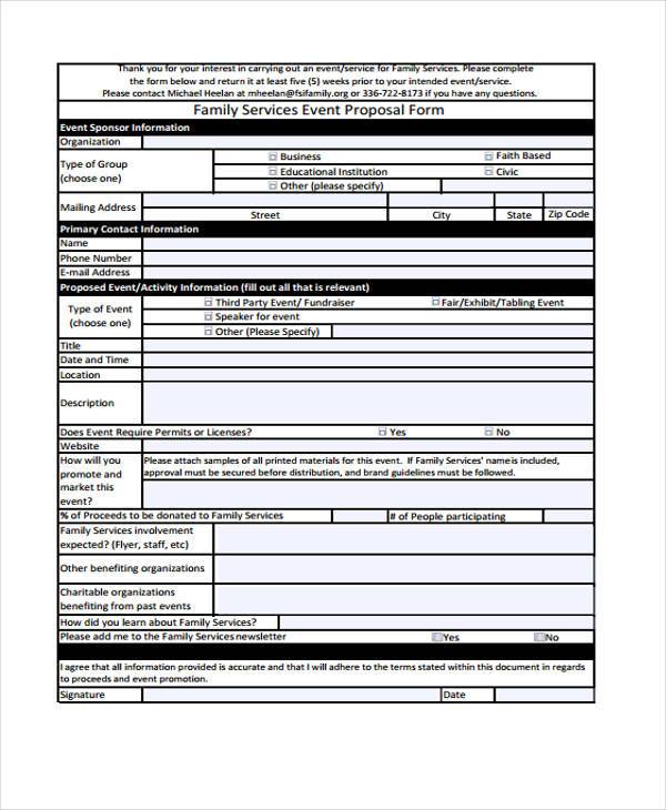 family services event proposal form