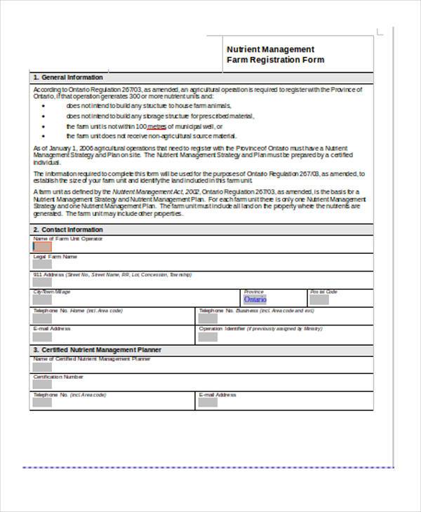 farmer registration form in doc