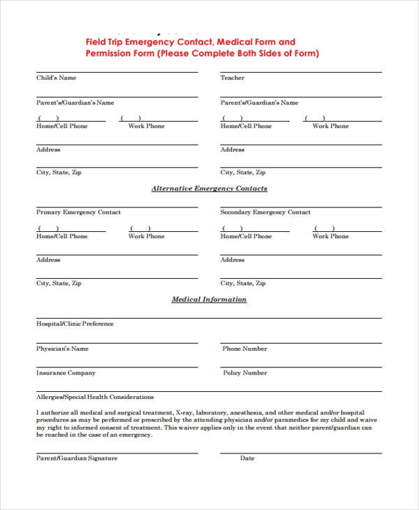 FREE 33+ Emergency Contact Forms in PDF | Excel | MS Word