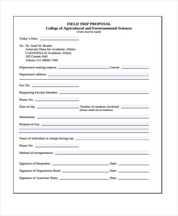 FREE 7+ Field Trip Proposal Forms in PDF