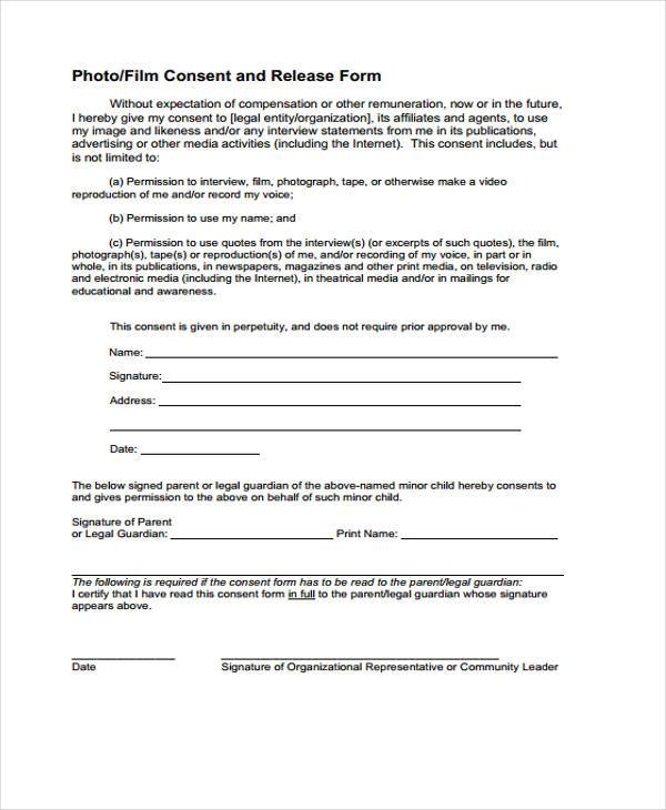 film interview release form