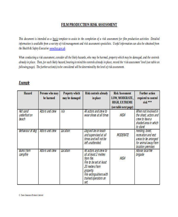 film location risk assessment form