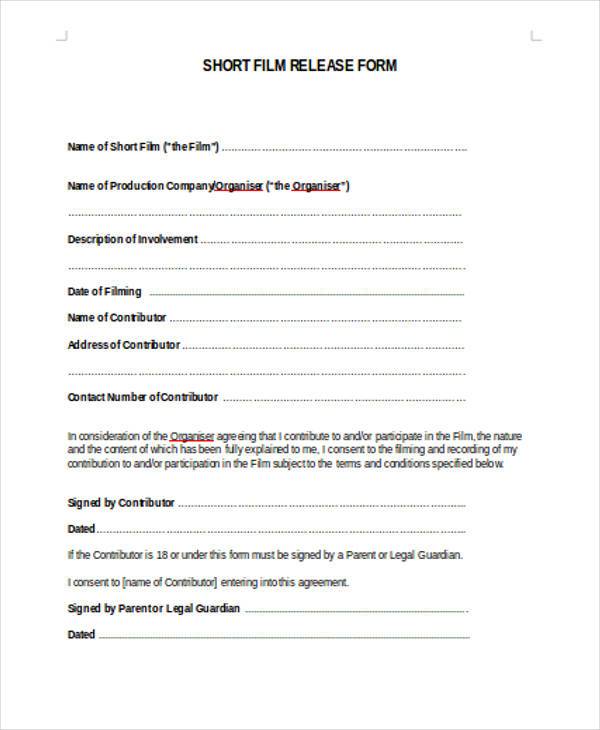 FREE 8+ Sample Film Release Forms in PDF MS Word