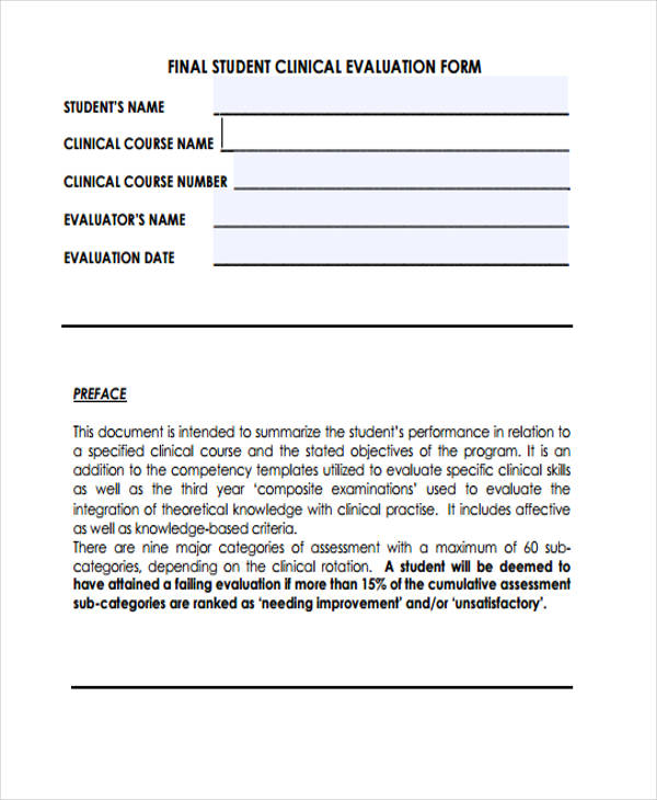 final student clinical evaluation form