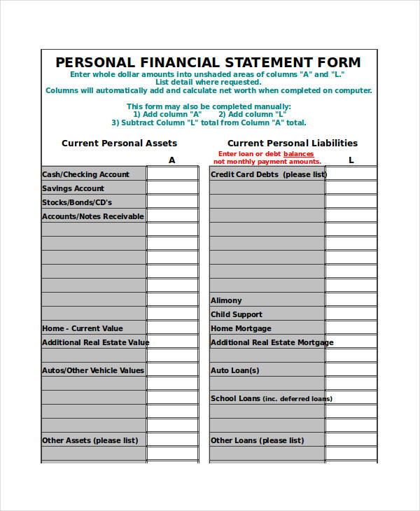 financial statement templates for microsoft excel