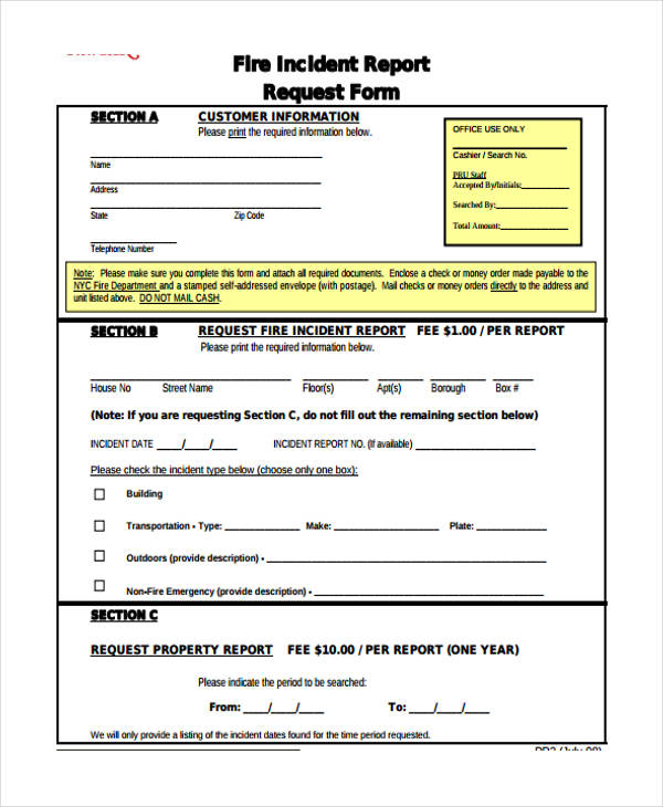 fire alarm incident report form