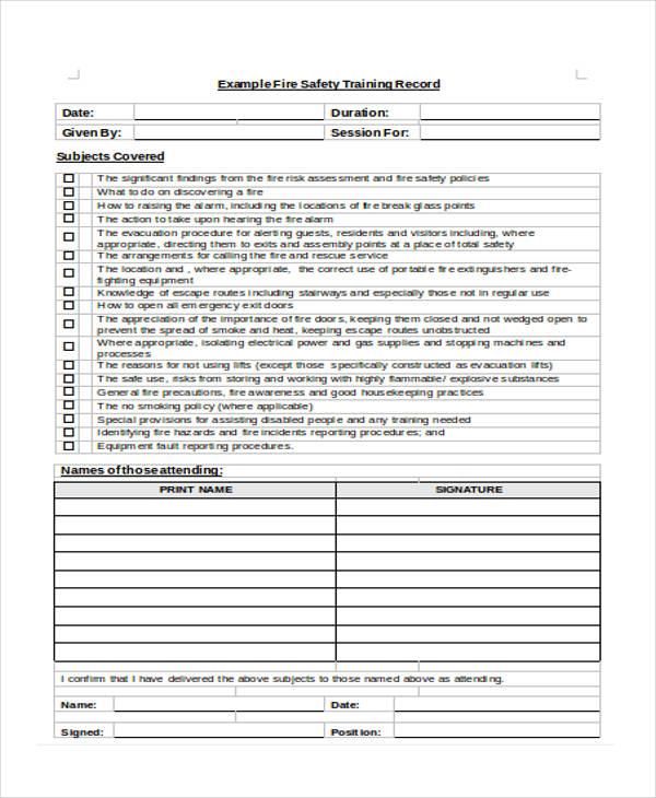 fire service training evaluation form