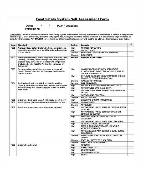 Free 55 Sample Self Assessment Forms In Pdf Ms Word Excel