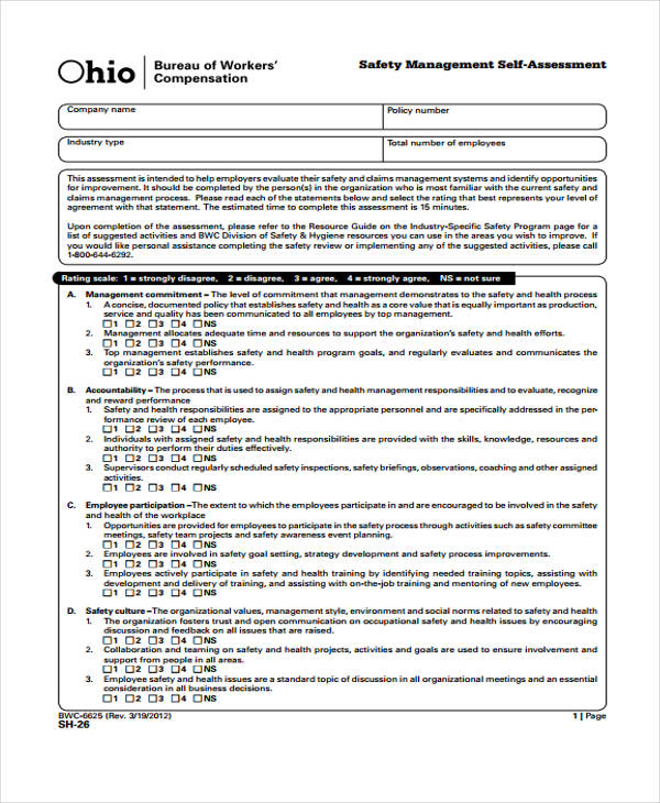 food safety self assessment form1