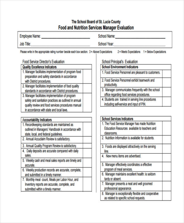 food service evaluation form1