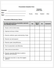 formal presentation evaluation form