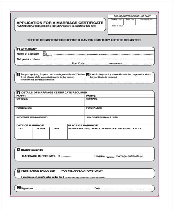 free blank marriage certificate form