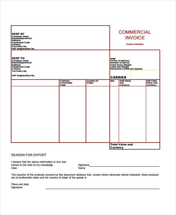 free commercial invoice form2