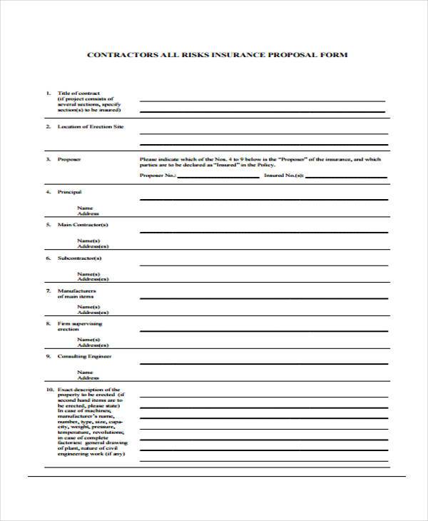 free contractor risk proposal form1