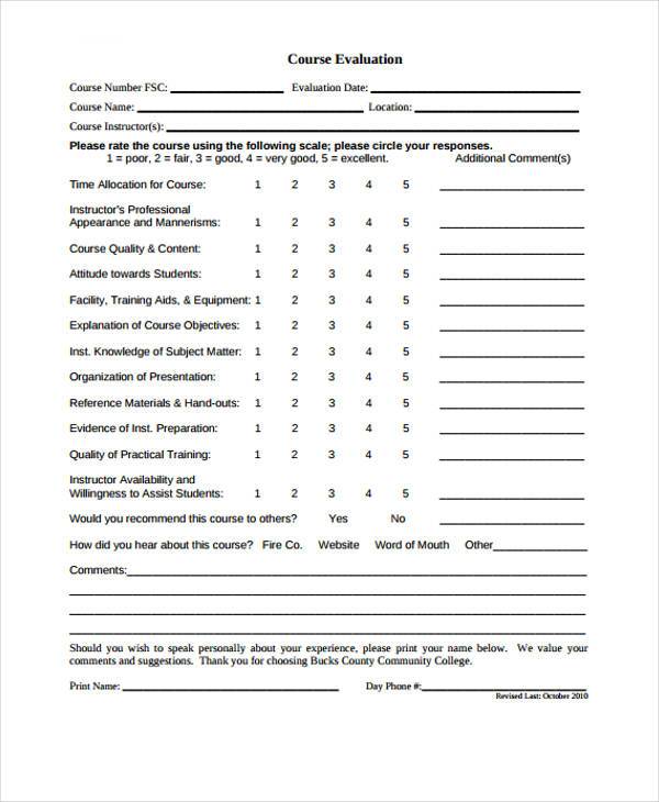 FREE 60+ Sample Evaluation Forms in PDF | MS Word | Excel