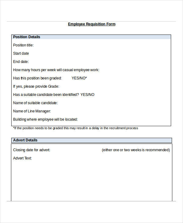 free employee requisition form