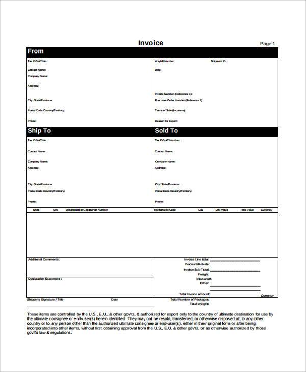 free fillable invoice form