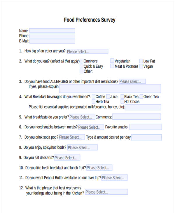 Free 40 Examples Of Survey Forms In Pdf Excel Ms Word 3370