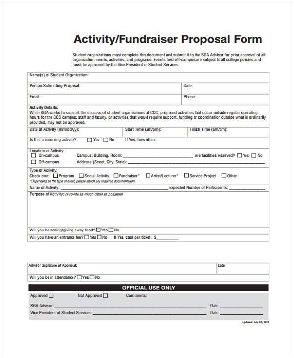 free fundraising activity proposal form1