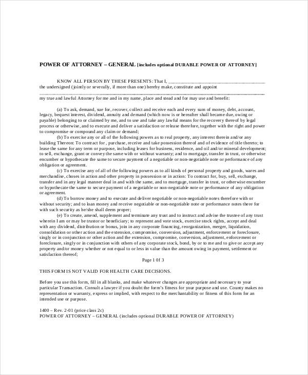 free general power of attorney form1