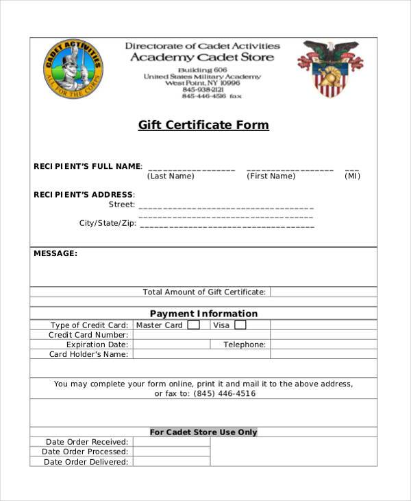 free gift certificate form template