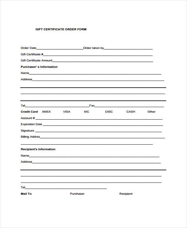 free gift certificate form