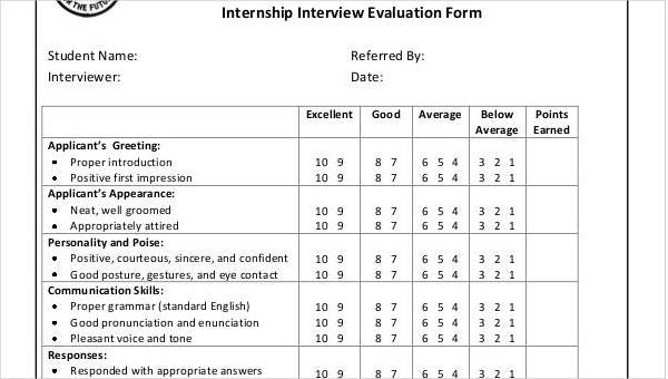 free interview evaluation form