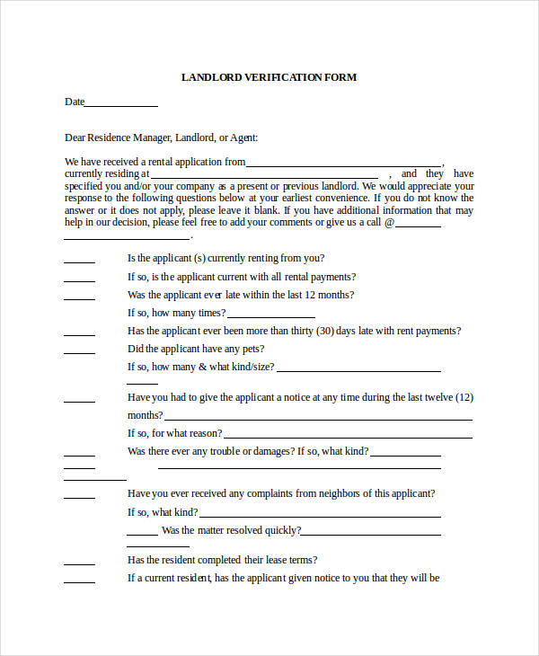 free landlord verification form1