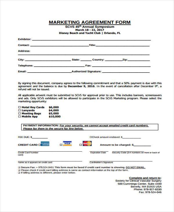 free marketing agreement form