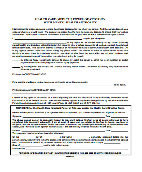 free medical power of attorney form1