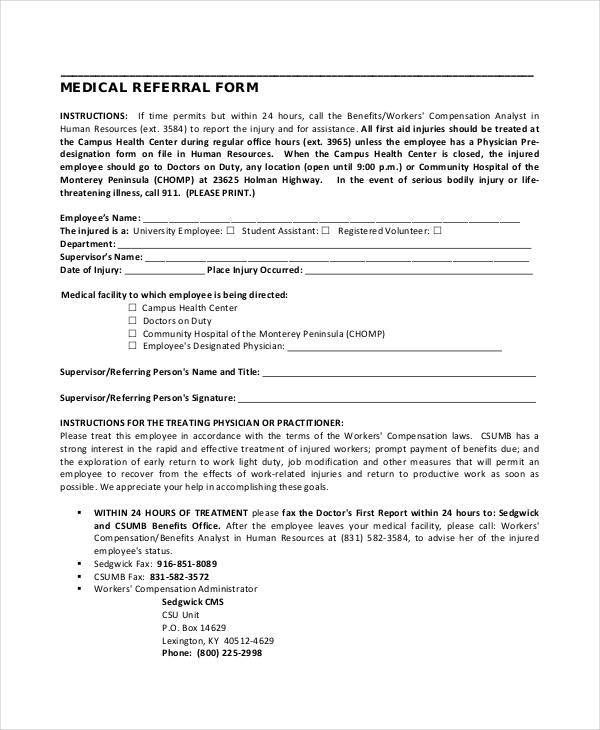 free medical referral form