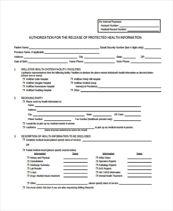free medical release authorization form
