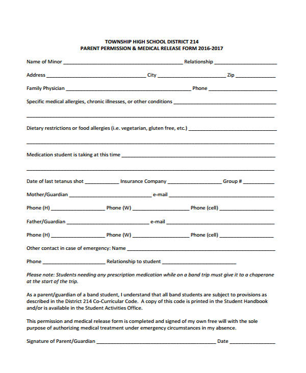 free medical release form