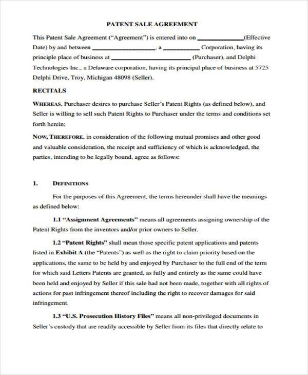 free patent sale agreement form