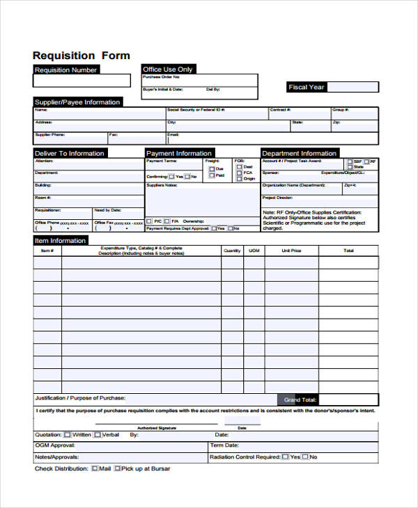 free printable requisition form