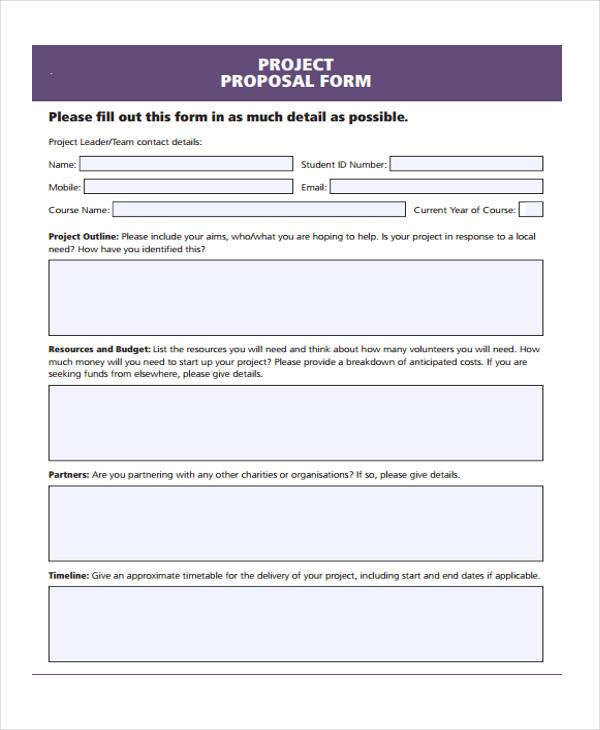 free project proposal form