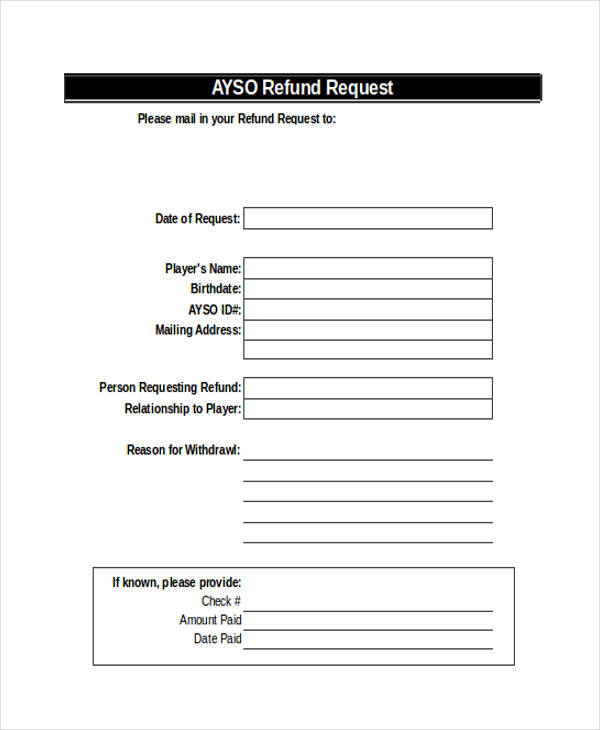 free refund request form