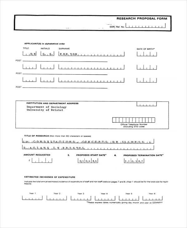 free research proposal form