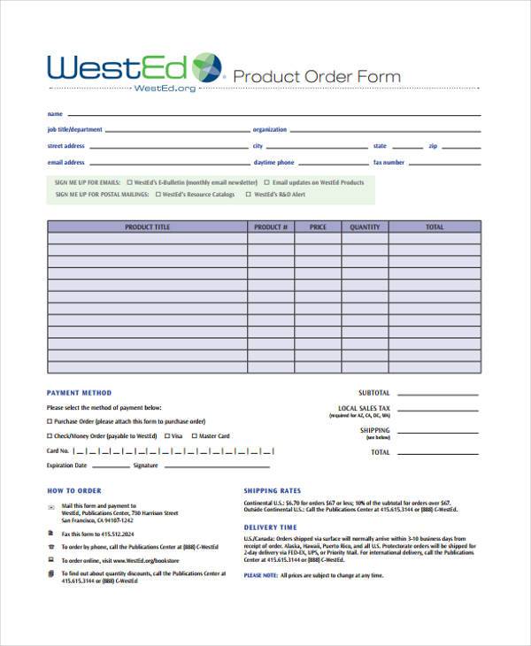 FREE 39 Sample Order Forms