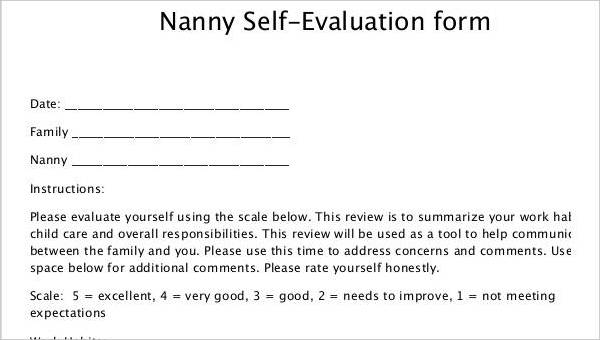 free self evaluation forms