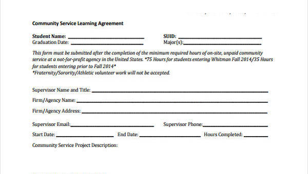 free service agreement forms