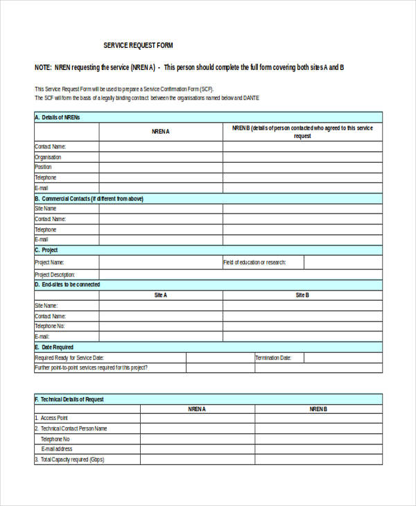 free service request form1