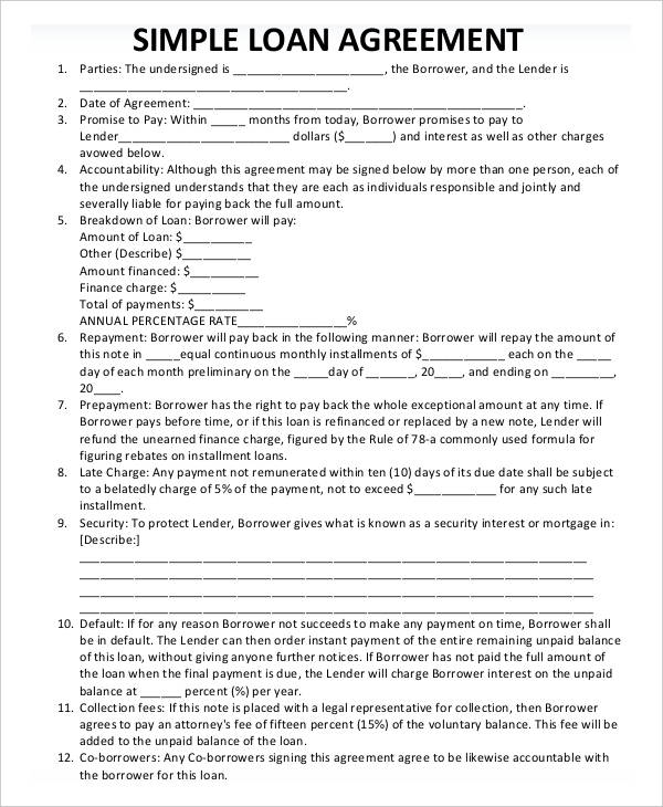 free simple loan agreement pdf