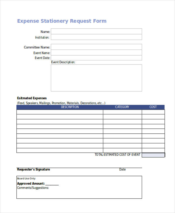 free stationery request form