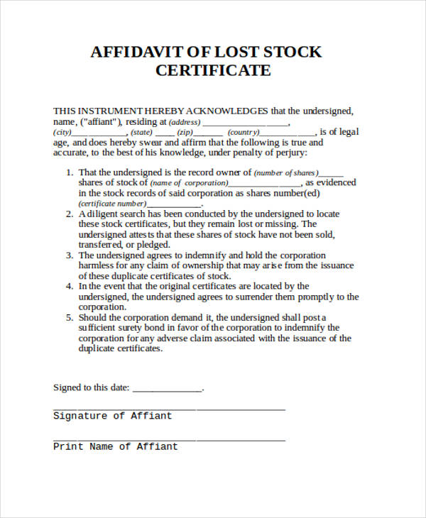 free stock certificate form1