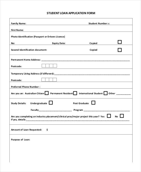 free student loan application form