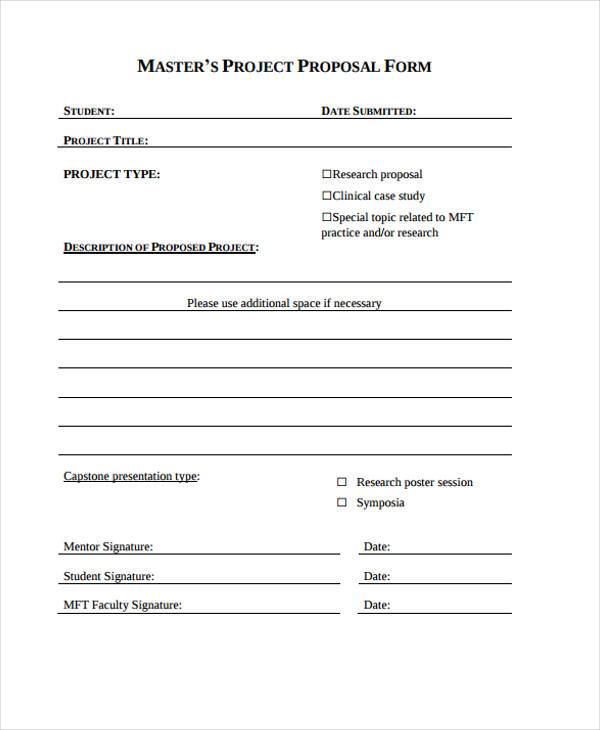 free student project proposal form