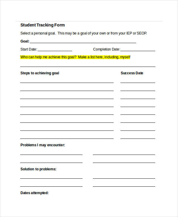 free student tracking form