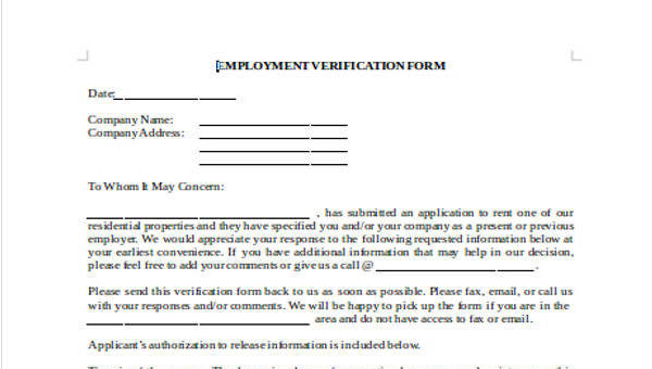 free verification forms